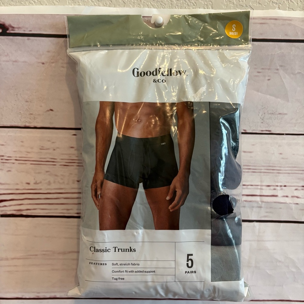 Goodfellow & Co Classic Trunks Size Small 30/31 Soft Stretch Black Lot 5 Pairs